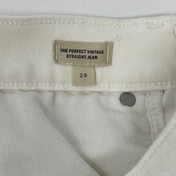 Madewell Women's White Mid-Rise Perfect Vintage Straight Tile Jeans Size 28 - Picture 6 of 9